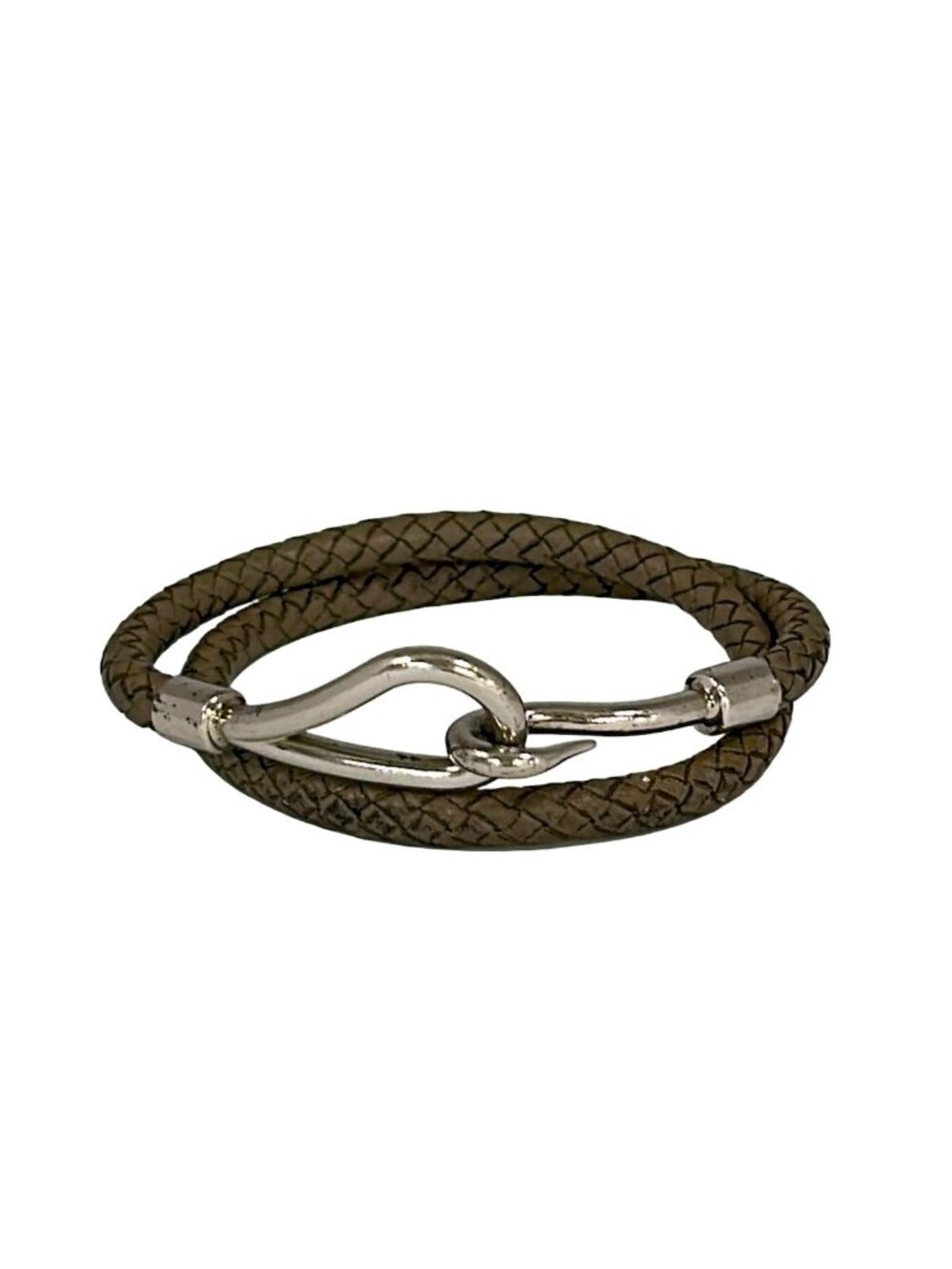 Hermes Bracelet Jumbo Leather Silver Gray Beige